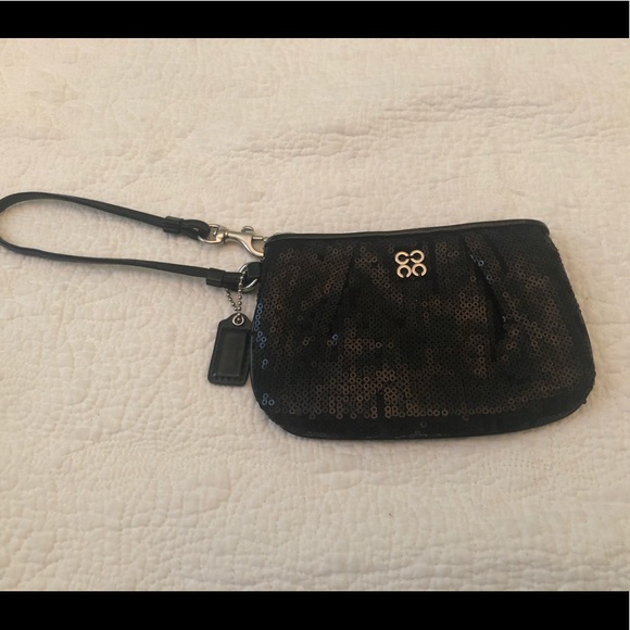 Coach Handbags - Coach black sequin wristlet wallet